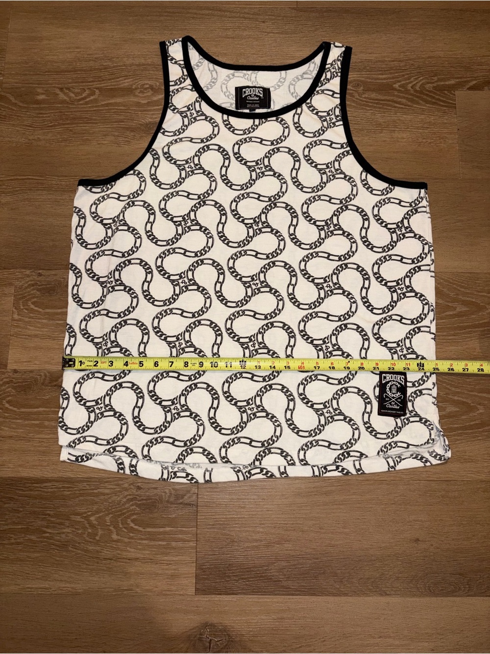 Crooks & Castles Chain Print Tank Top Men’s XL White Black Streetwear Used - Picture 5 of 9